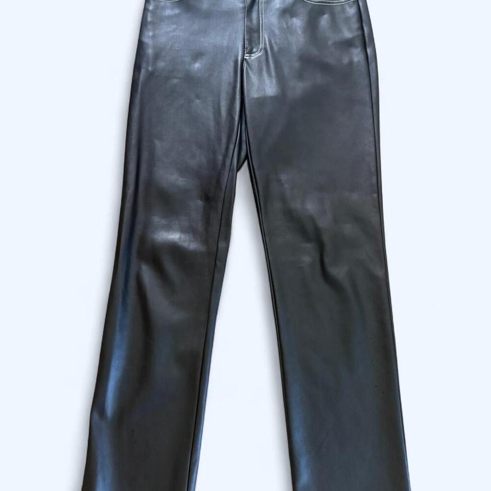 Staud black pleather pants size Size 4